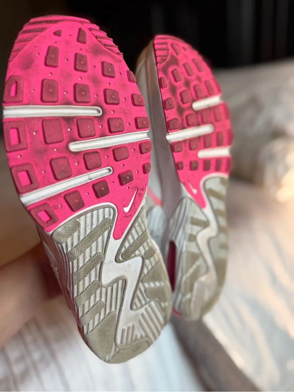 Nike Sneakers with Purple swoosh and Neon Accents